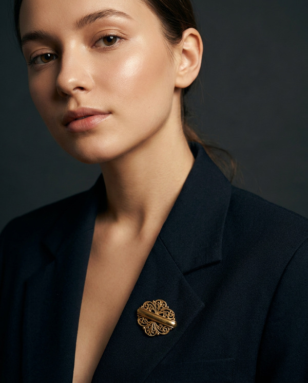Yellow gold-tone brooches