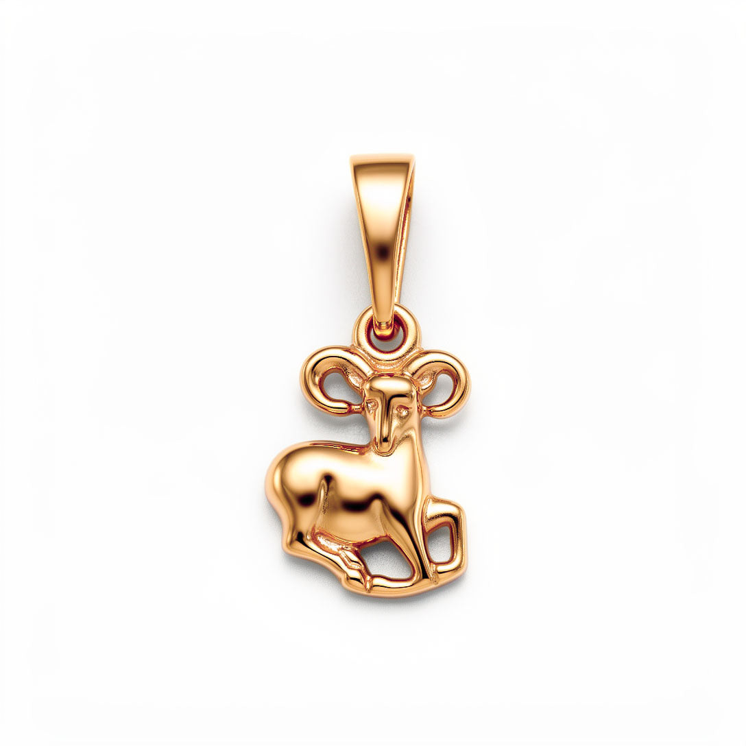 Aries zodiac pendant with 18K gold plating and a smooth shiny surface