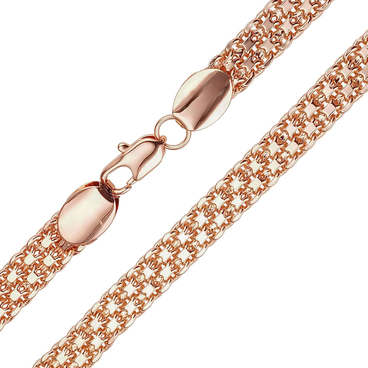 Wide Bismarck chain in a gold tone with a lobster clasp