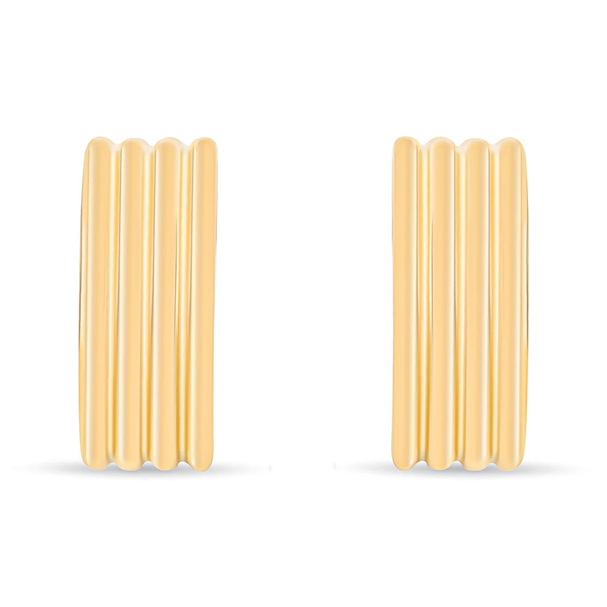 Ribbed half-hoop earrings, 20 mm