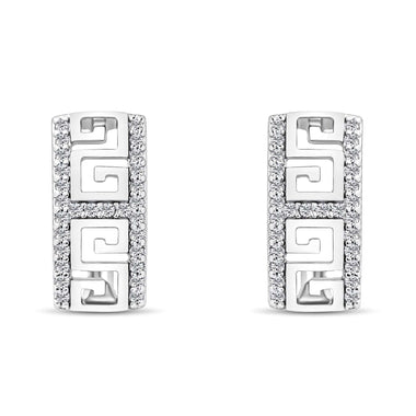 Greek key leverback earrings, 15 mm