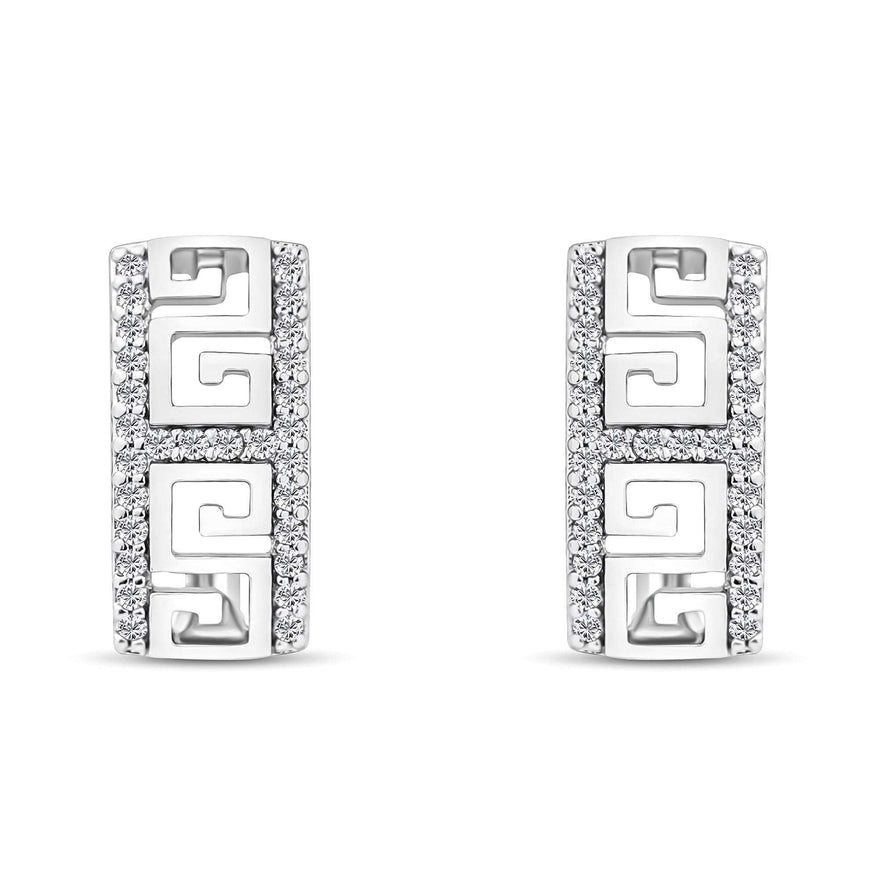 Greek key leverback earrings, 15 mm