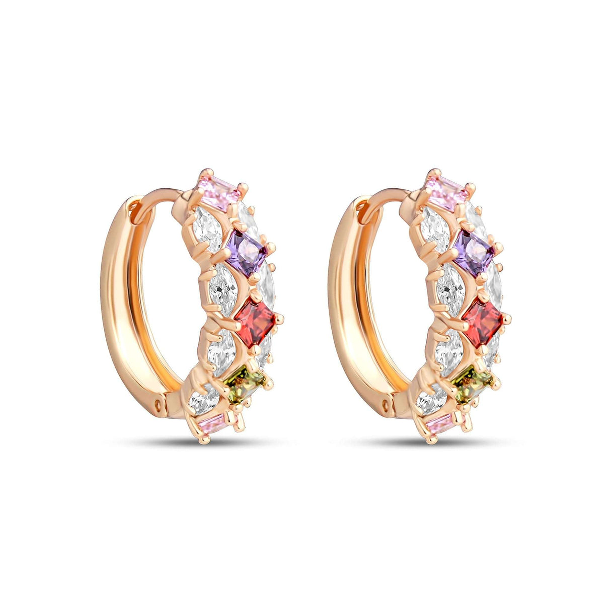 Multicolour | Pink, violet, red and olive green stones alternating with white stones
