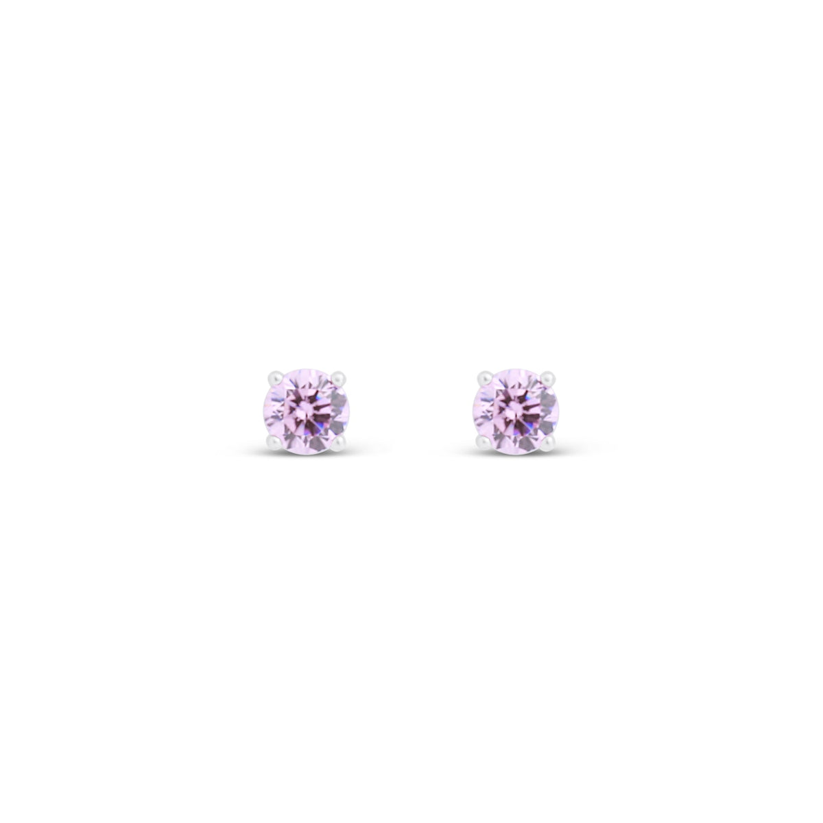 Soft violet round crystals in minimalist studs with a shiny silver-tone finish