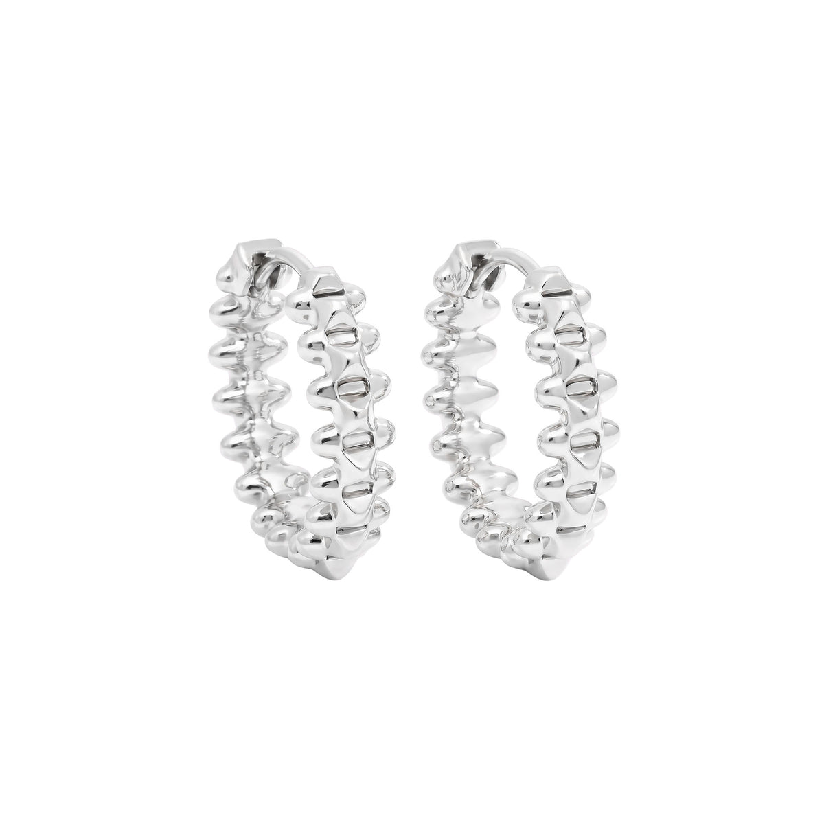 Silver | Small 15 mm hoops without stones, with a relief surface