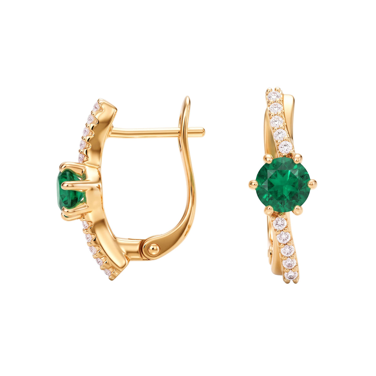 Green | Classic women's earrings with a green cubic zirconia