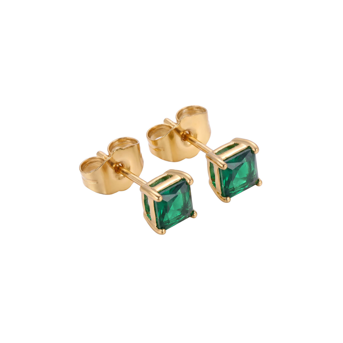 Green | Gold-plated earrings with a bright green crystal