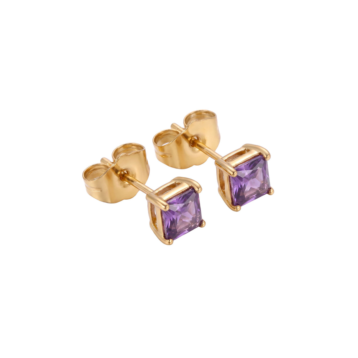 Purple | Stud earrings with a purple cubic zirconia