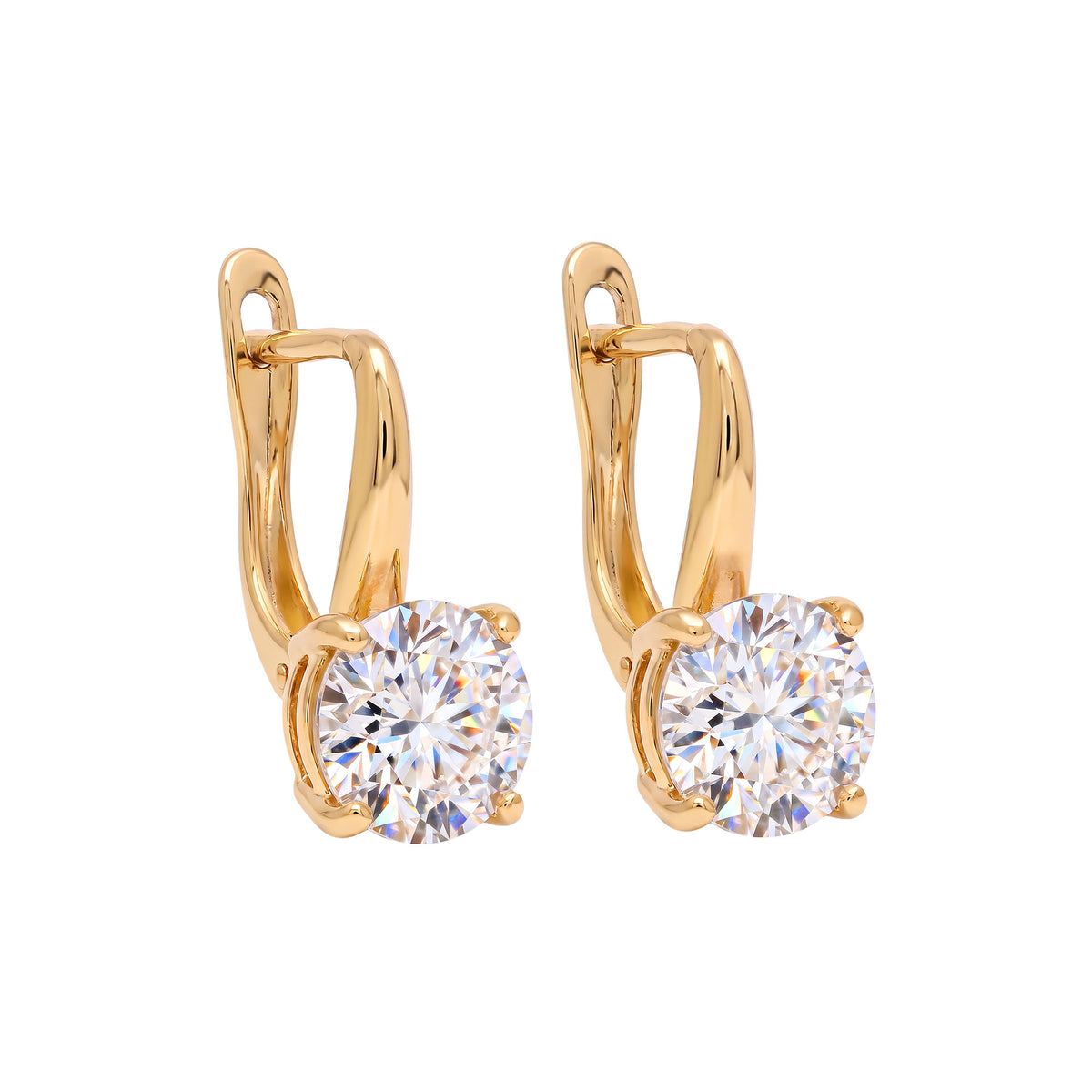 Women's drop earrings with a bright round crystal