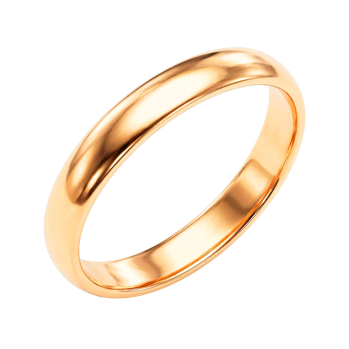 Classic smooth wedding band with a warm gold-plated finish on white