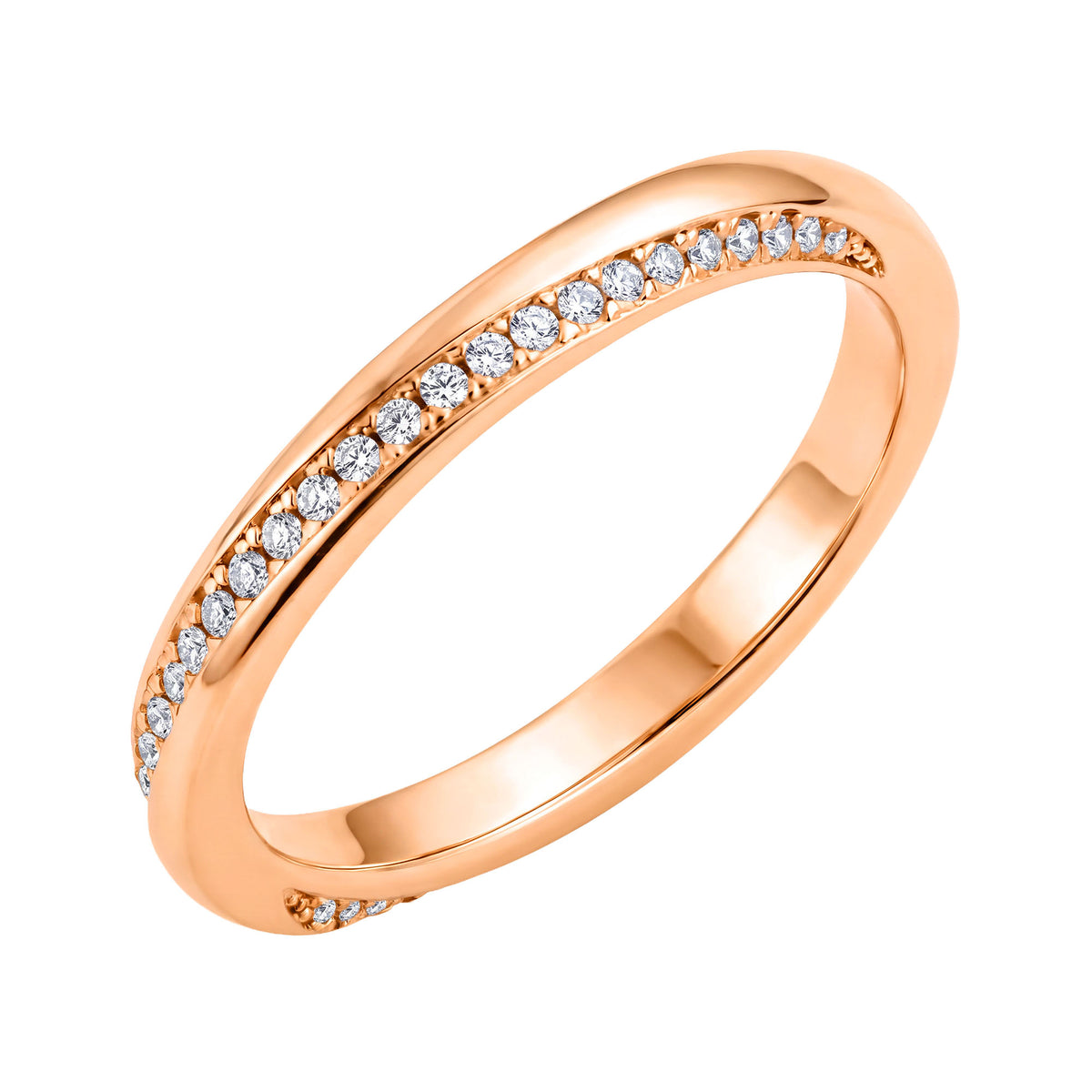 Rose gold-tone ring with a fine row of round cubic zirconia