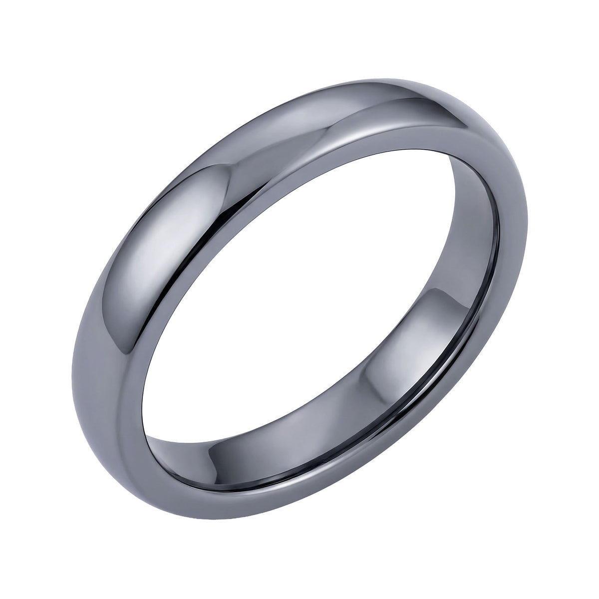 Smooth hematite ring with a shiny dark grey surface