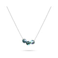 Necklace with three faceted blue-green crystals on a fine silver-tone chain