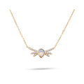 Necklace with an opal-tone pear stone and cubic zirconia wings, gold-plated anchor chain