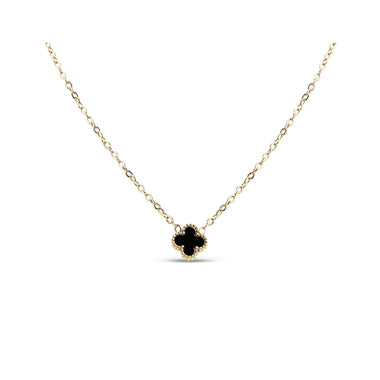 Black enamel four-leaf clover necklace