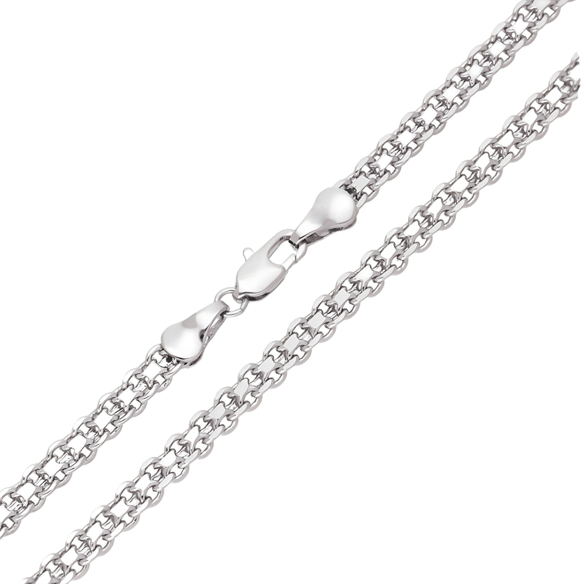 Dense silver-tone Bismarck chain with a lobster clasp, 4 mm wide