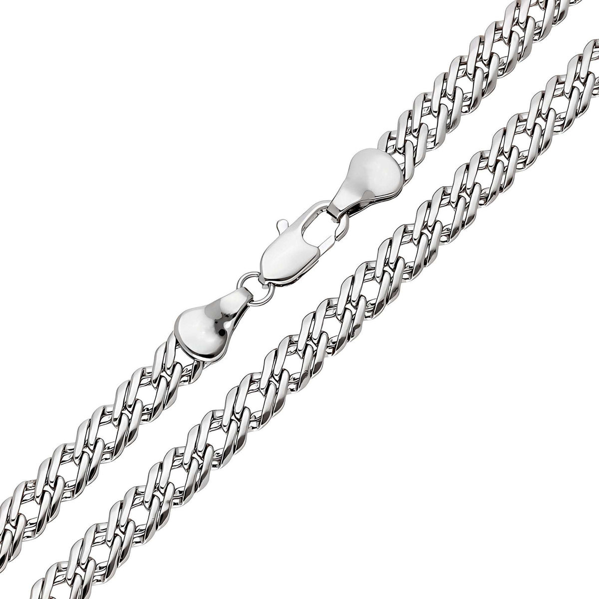 Chunky Rombo link chain with platinum plating and a secure lobster clasp