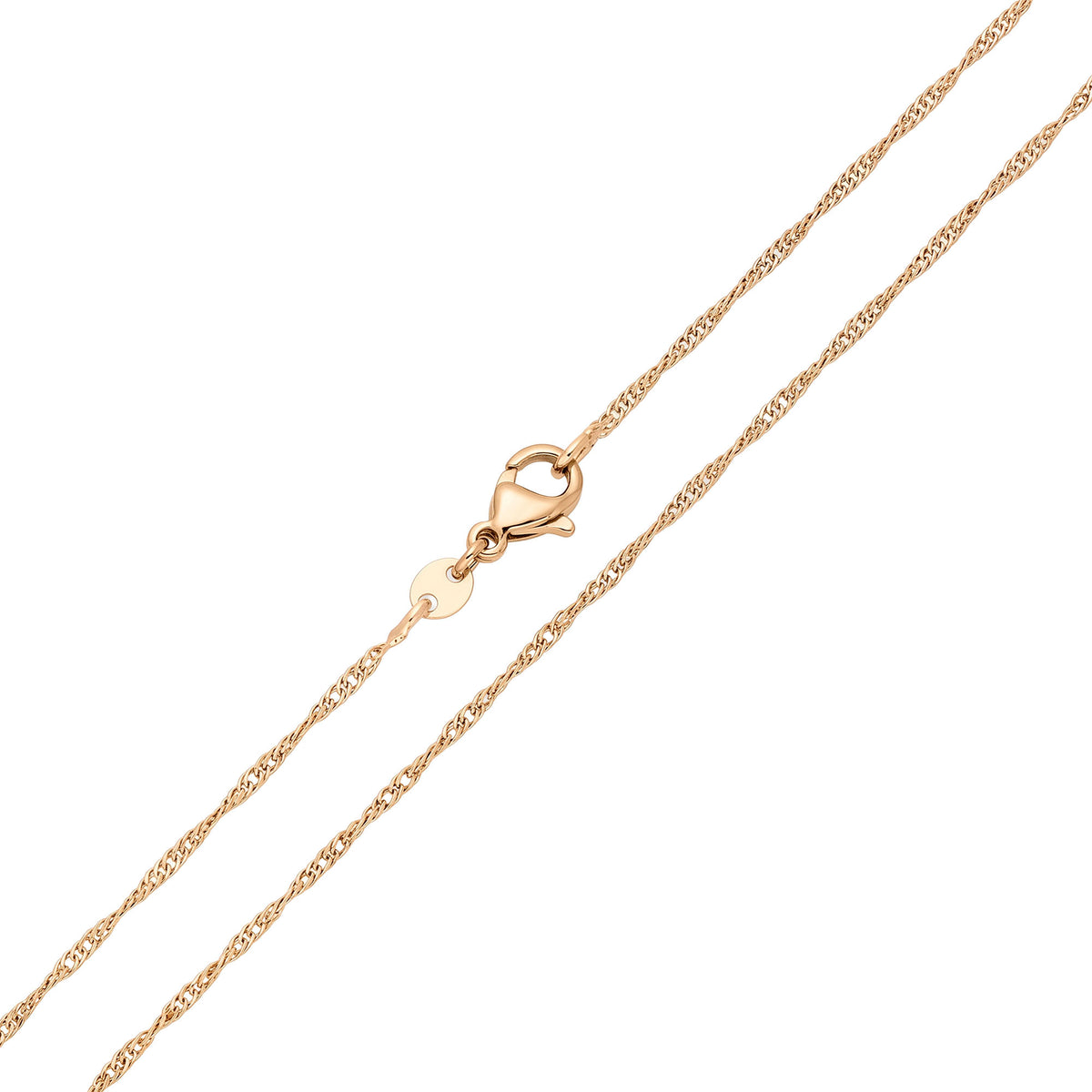 Fine gold-plated Singapore chain with a twisted, sparkling surface and spring ring clasp