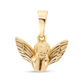 Gold-plated angel pendant with spread wings and a fine feather pattern