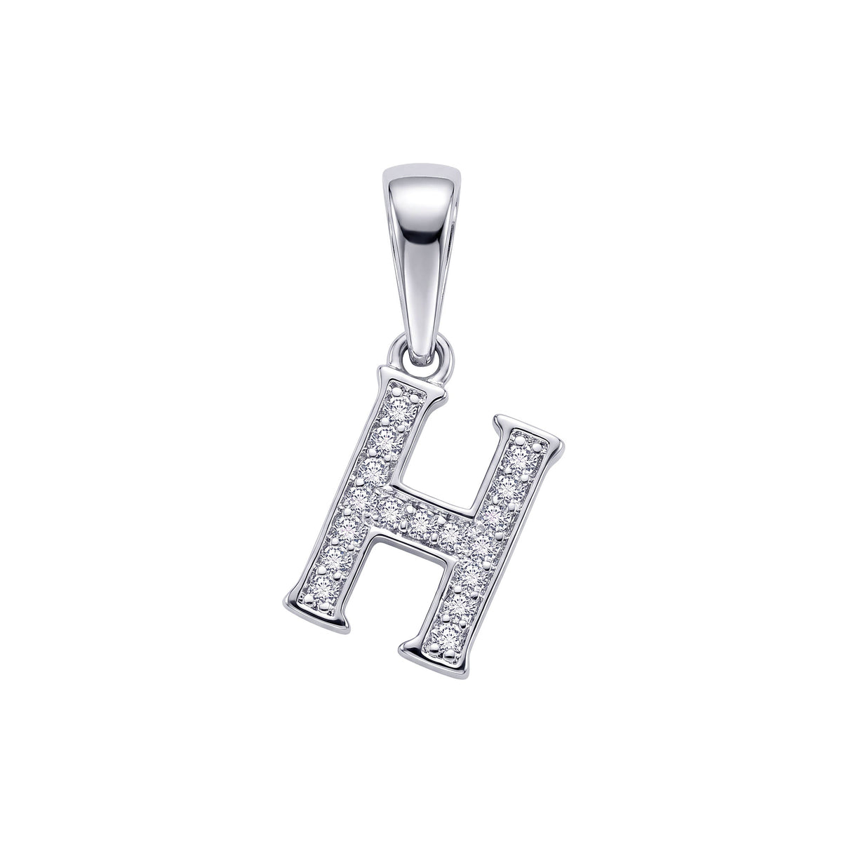 Letter H pendant fully set with sparkling cubic zirconia