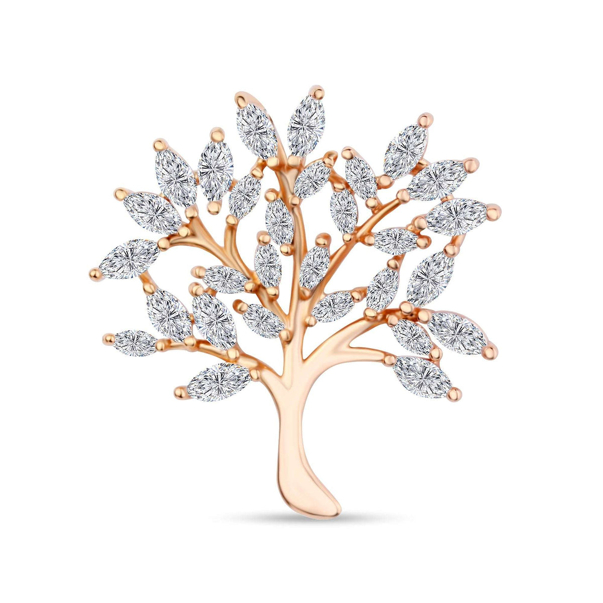 Tree of life pendant with marquise cubic zirconia leaves and gold-tone branches