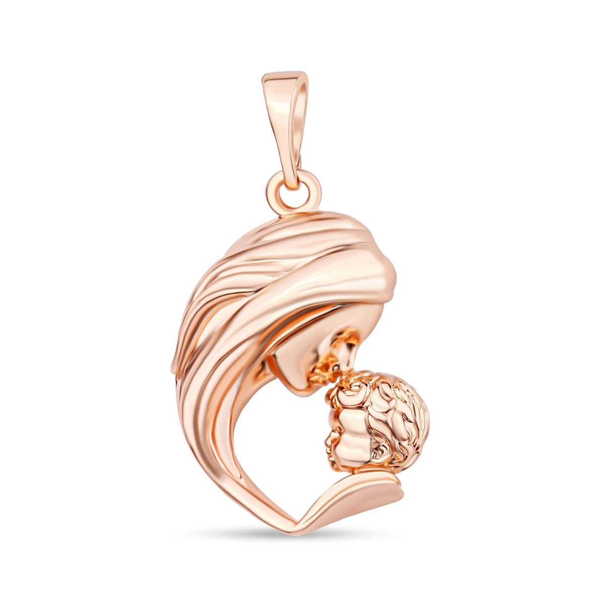 Mother and child silhouette pendant with a shiny polished surface
