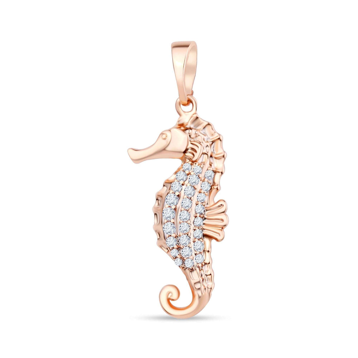 Seahorse pendant with rows of white cubic zirconia