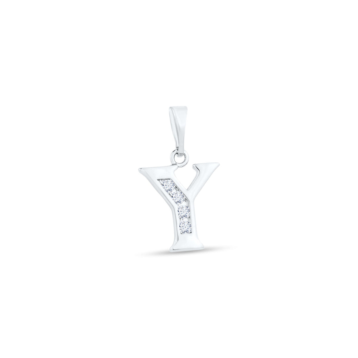 Letter Y pendant with platinum plating and cubic zirconia in the centre