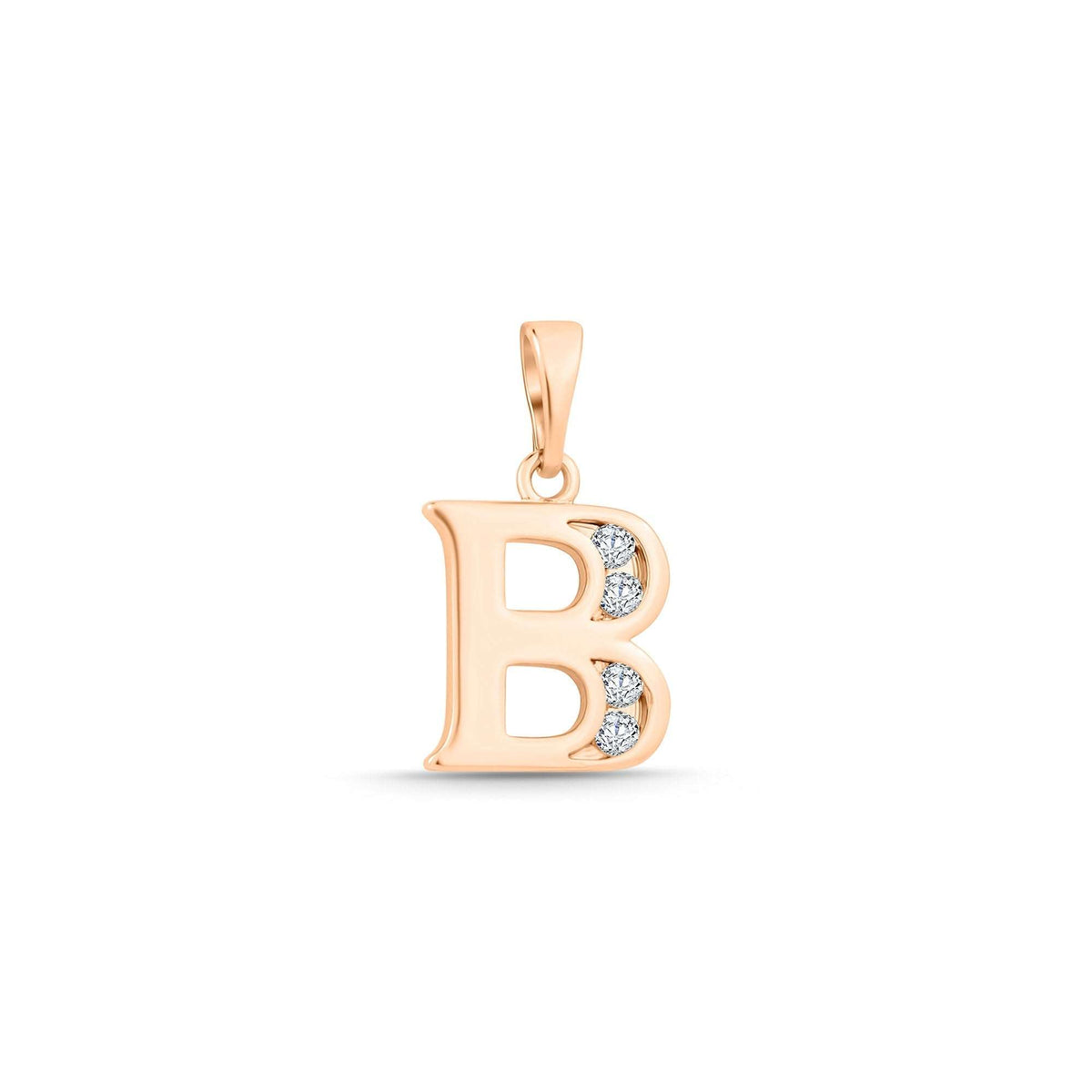 Gold-plated letter B pendant in a gold tone with four sparkling cubic zirconia
