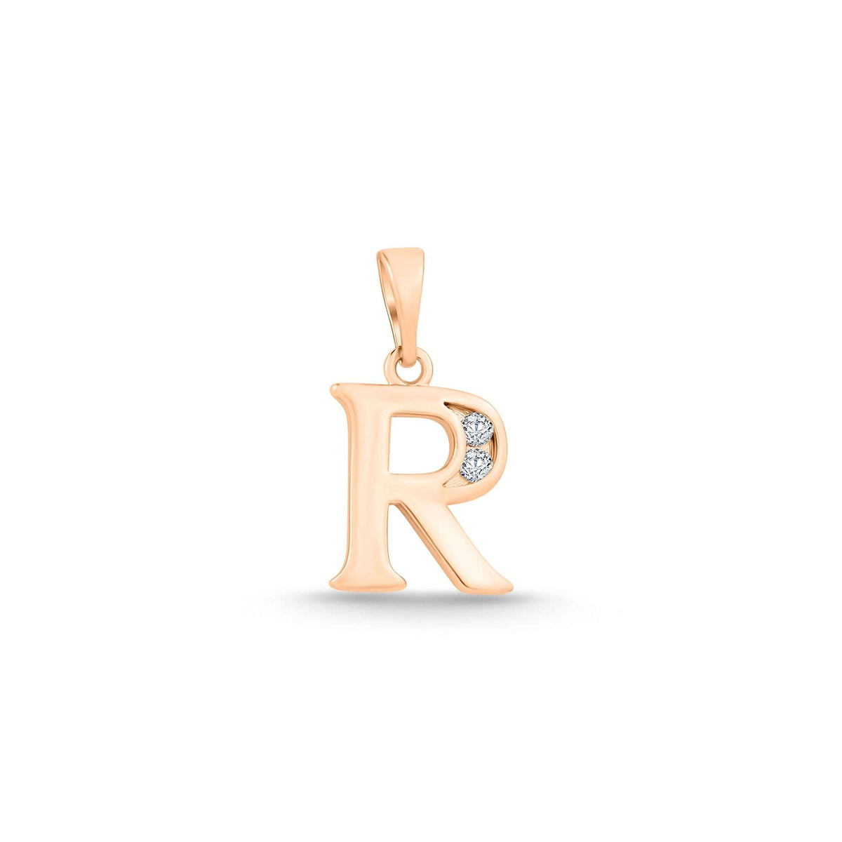Gold-tone initial R pendant with two cubic zirconia