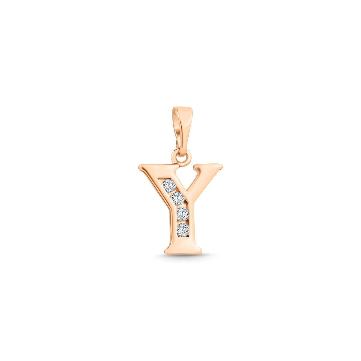 Gold-tone initial Y pendant with cubic zirconia and a chain loop