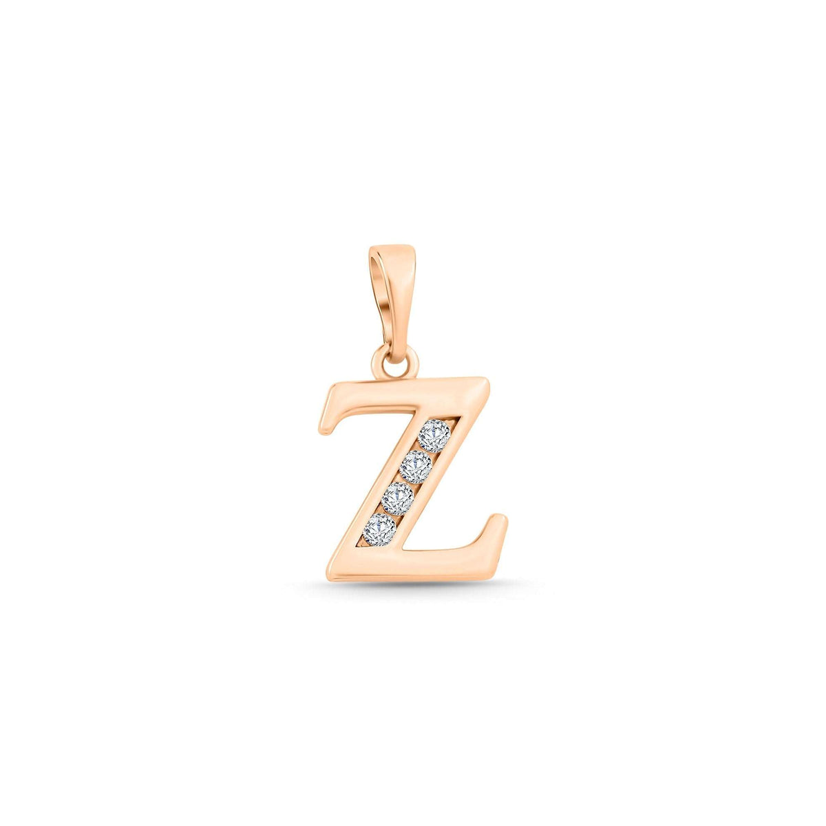 Letter Z pendant with a sparkling row of cubic zirconia, gold-tone