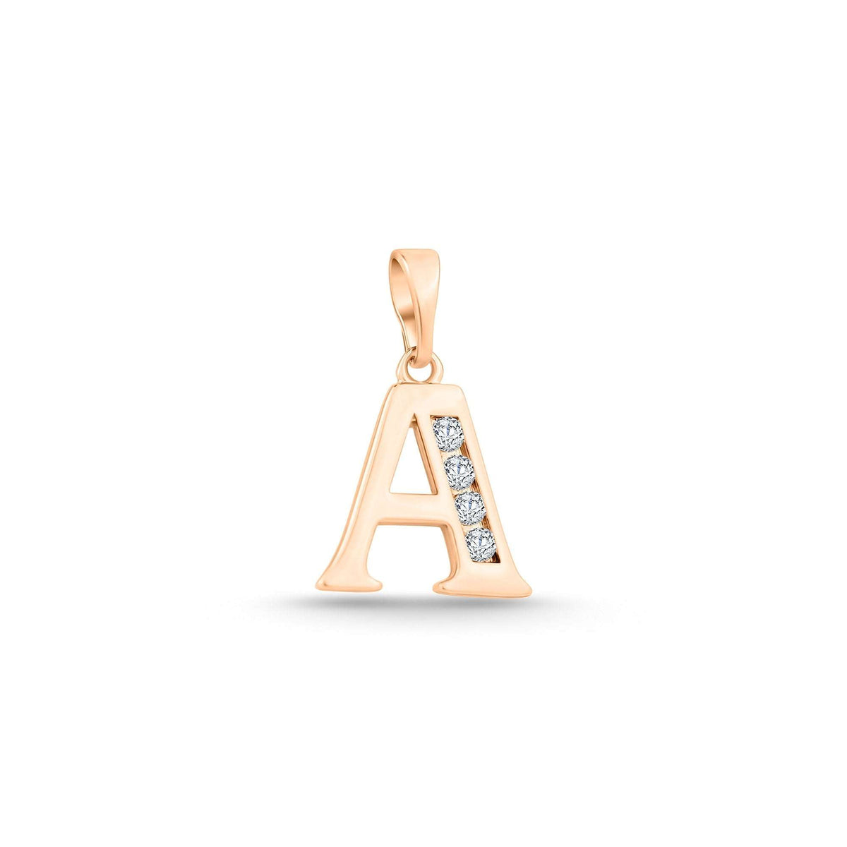 Gold-plated letter A pendant, gold-tone, four clear cubic zirconia