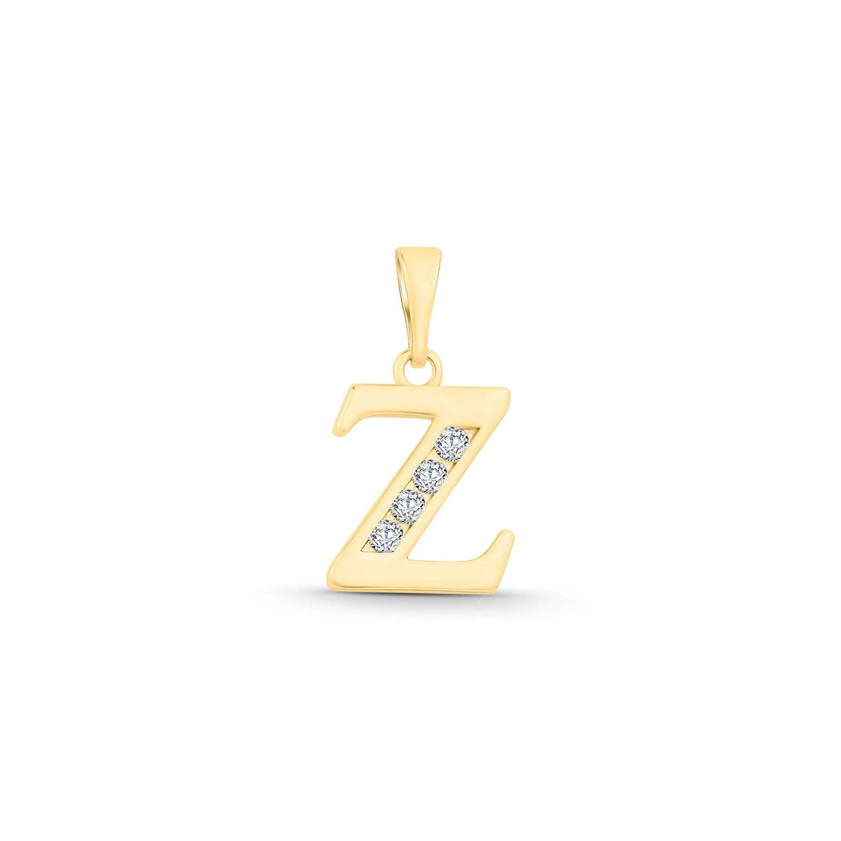 Gold-plated letter Z pendant with four sparkling cubic zirconia