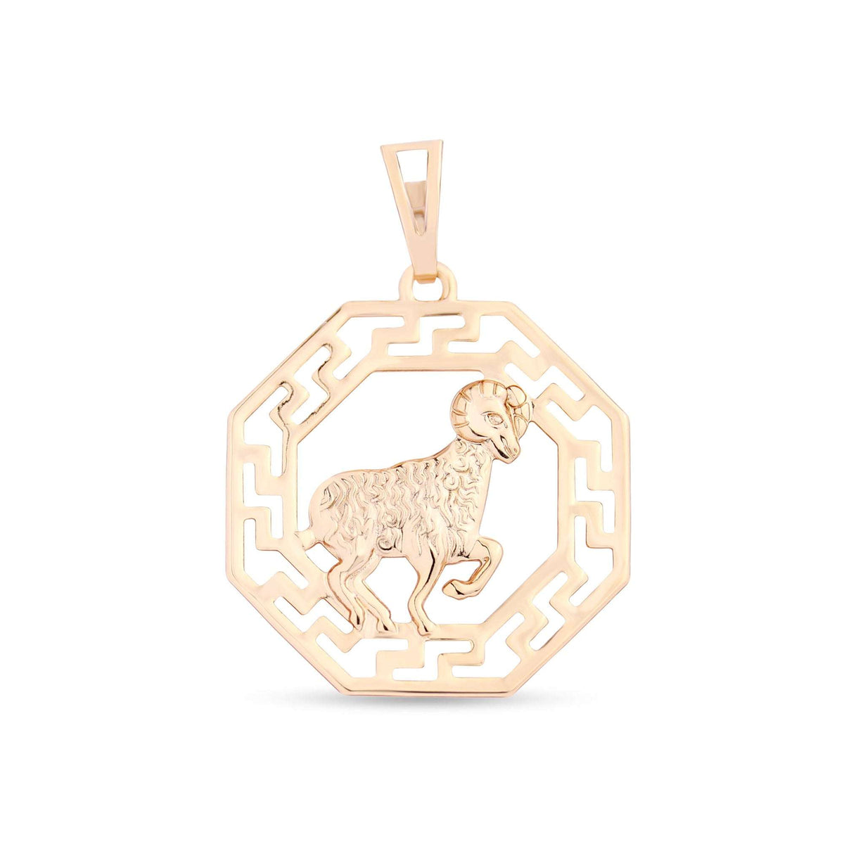 Aries pendant with a relief ram in an octagonal meander frame
