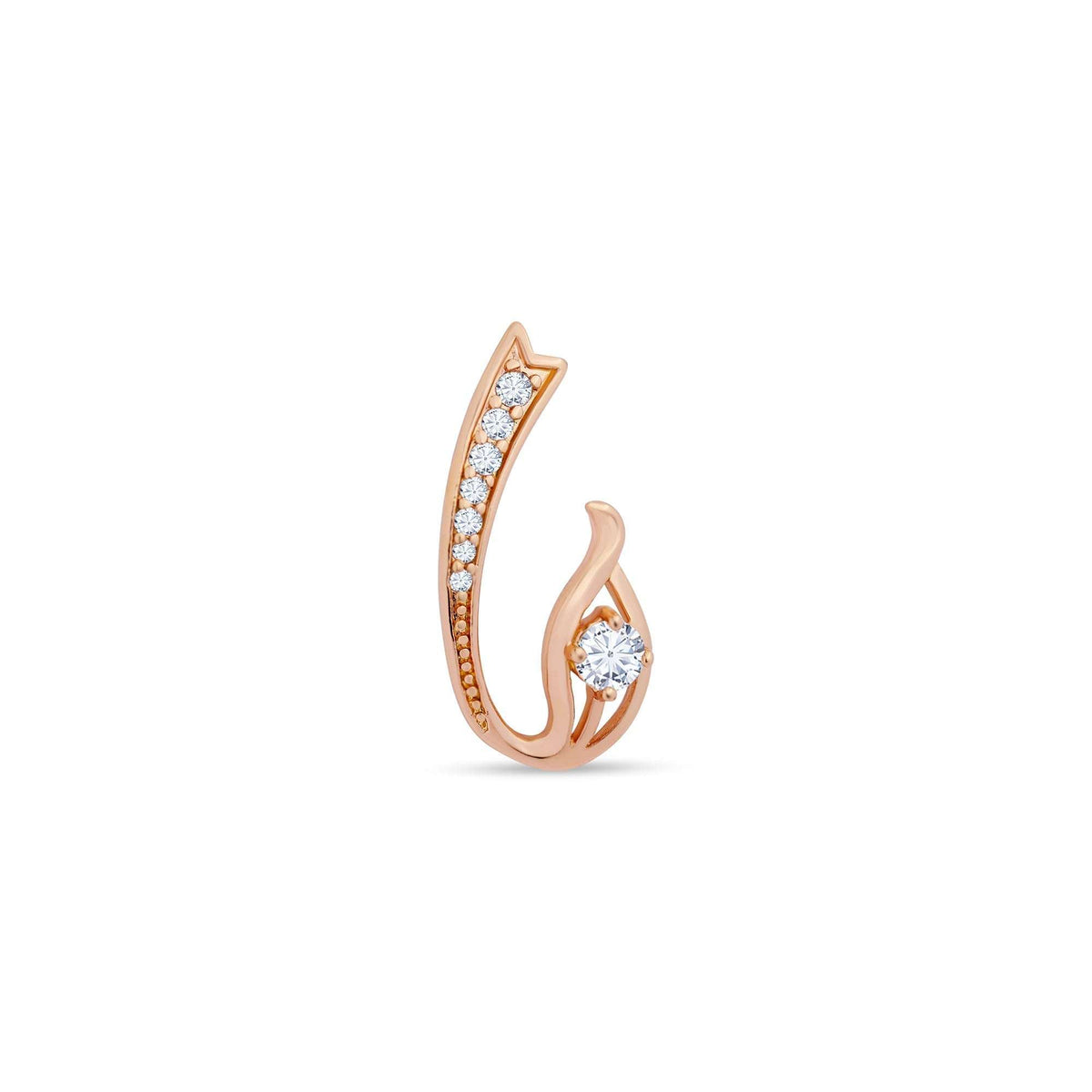 Flame-shaped pendant with sparkling cubic zirconia and 18K gold plating with a warm pinkish hue
