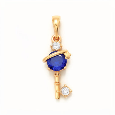 Blue cubic zirconia key pendant
