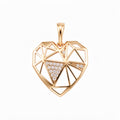Openwork geometric heart pendant with a triangle pattern and white cubic zirconia
