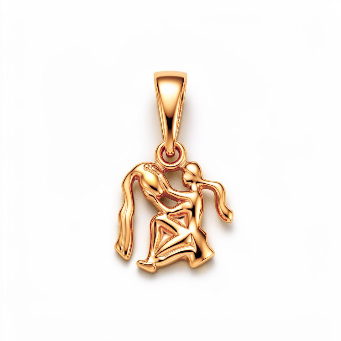 Aquarius zodiac pendant in gold plating with a relief water bearer
