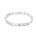 Silver-tone chain bracelet with rectangular links, crystals and a flat clasp