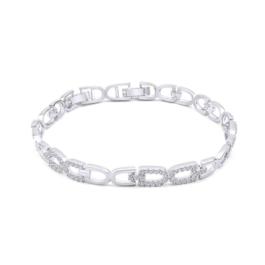 Stone-set rectangular link bracelet