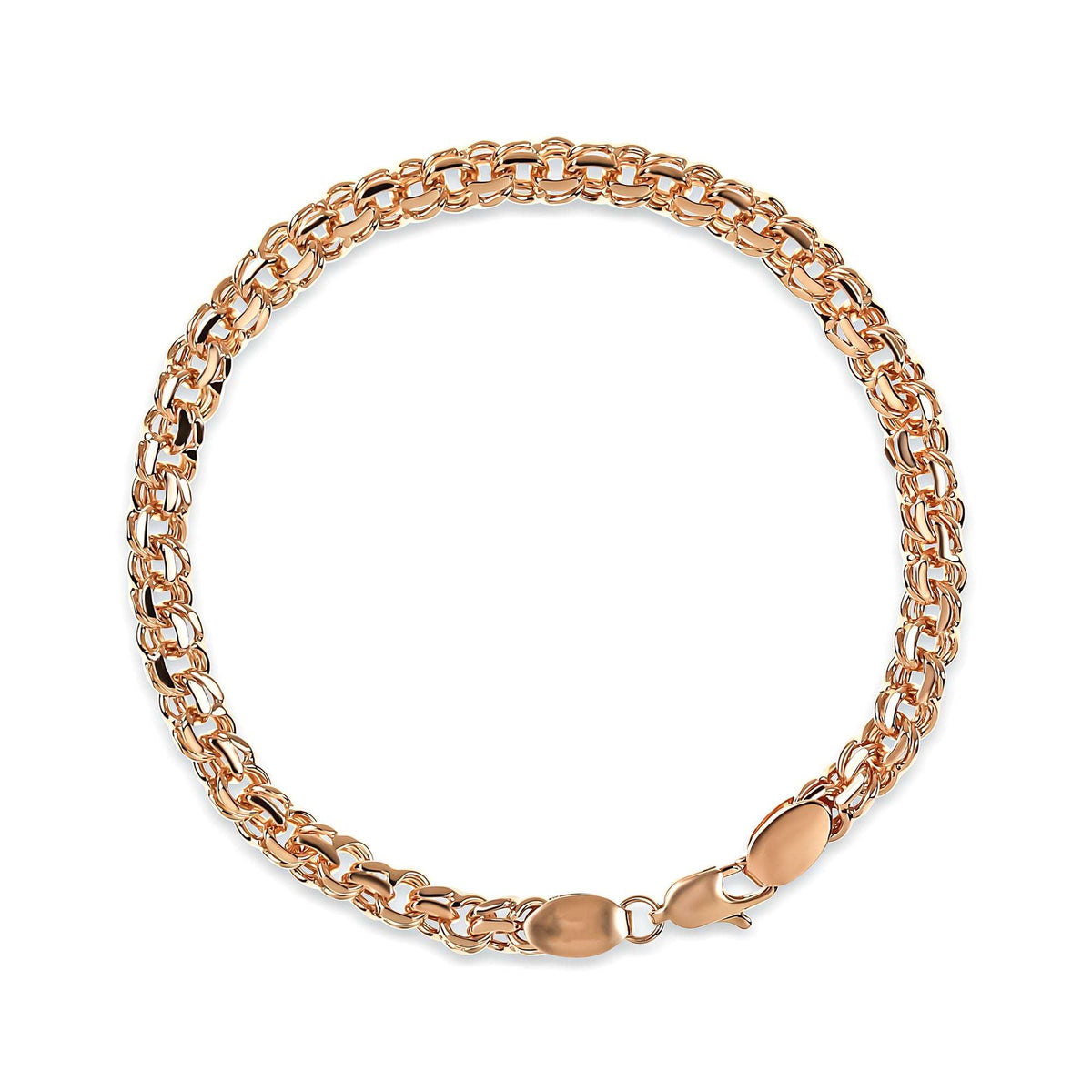 Gold-plated Garibaldi chain bracelet laid in a circle with a lobster clasp