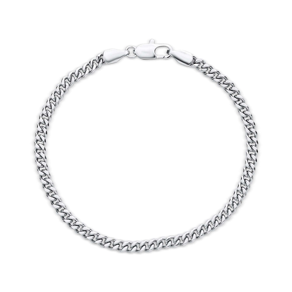 Unisex bracelet with fine curb links, platinum plating and a secure lobster clasp