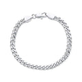 Dense flat curb chain bracelet with a lobster clasp, platinum-plated