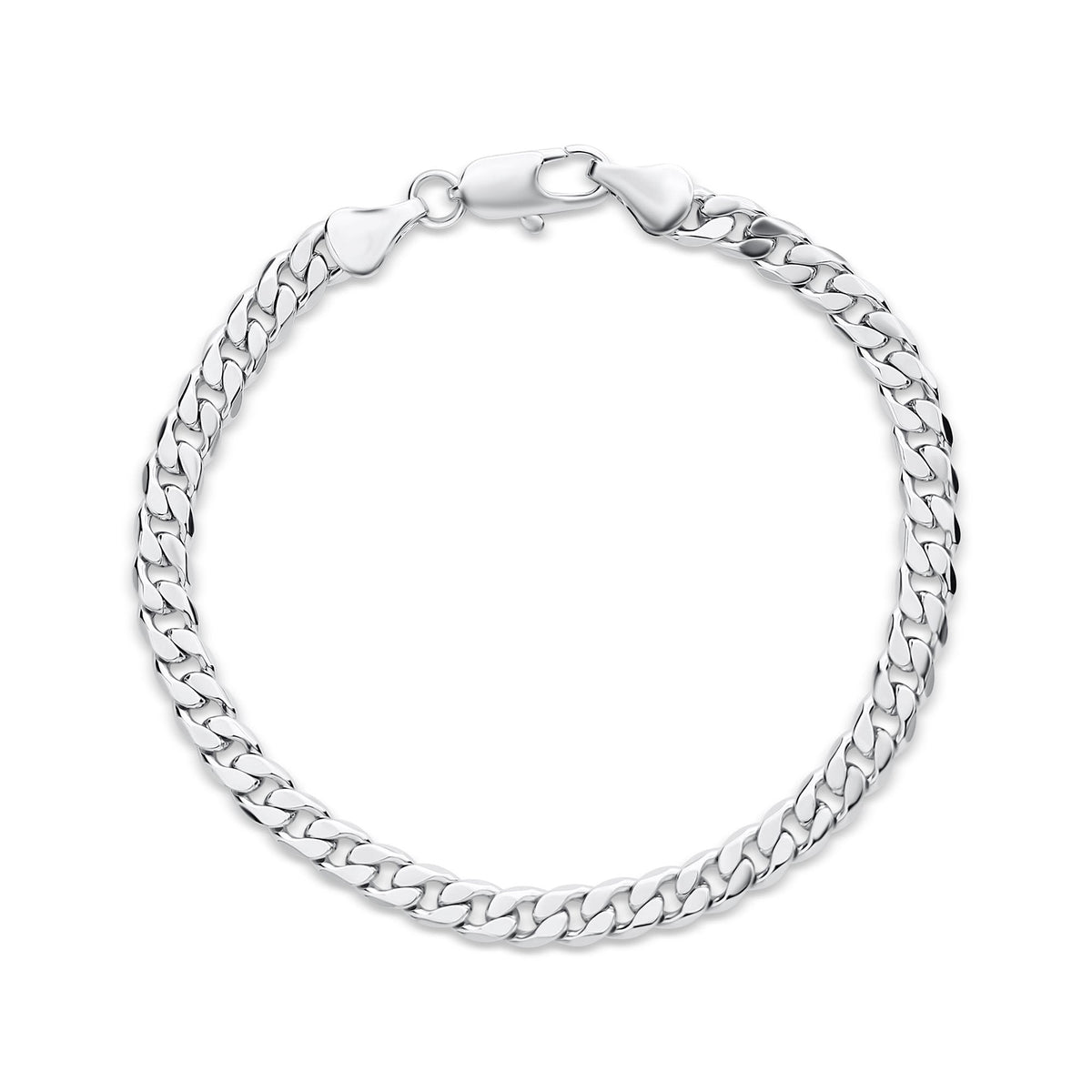 Platinum-plated curb chain bracelet with a lobster clasp
