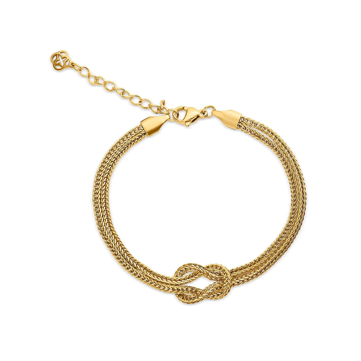 Gold-plated bracelet of two twisted chains with a bold knot and lobster clasp